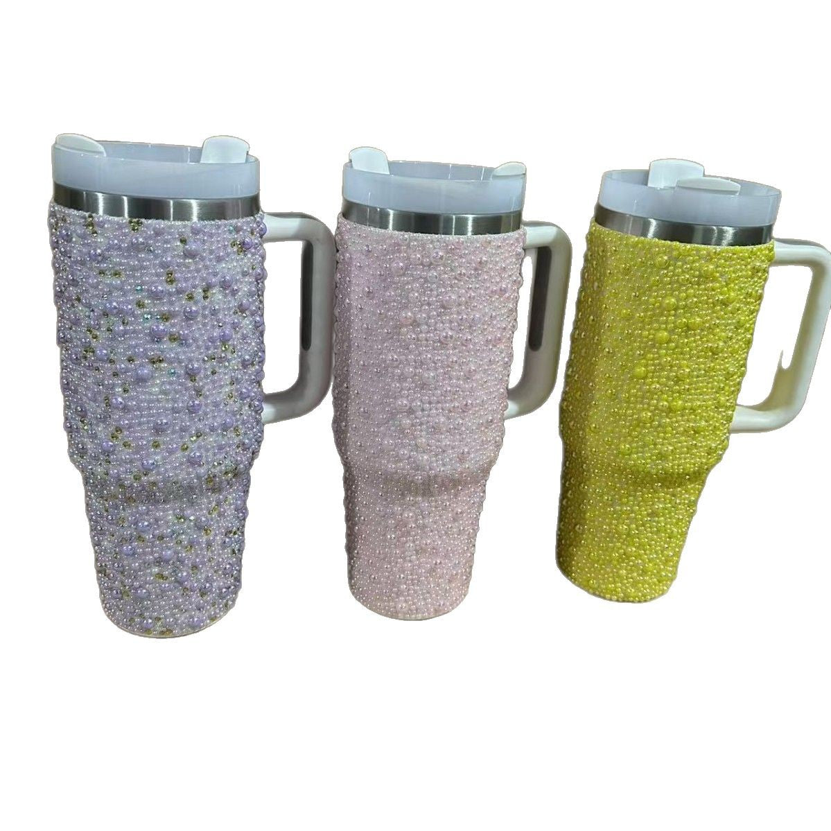 Wholesale diamond 40oz vacuum ice cup with handle portable car cup